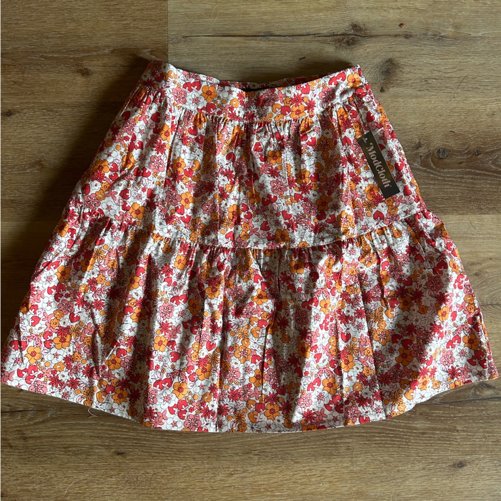 ModCloth Floral Mini Skirt - Red and Orange